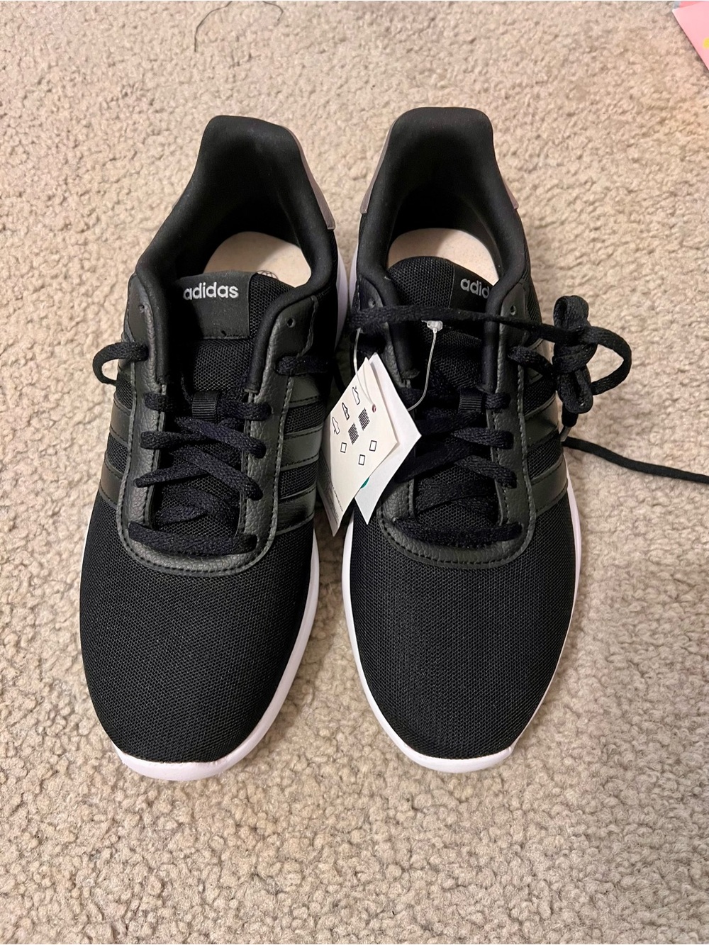 adidas Black Athletic Lace-Up Sneakers with White Sole